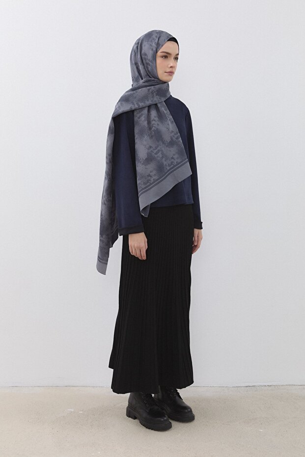 Dik Yaka Basic Cupra Süet Bluz Lacivert - 3