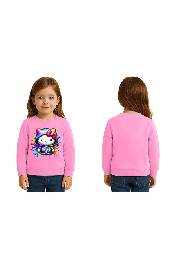 Unisex Hello Kitty Printed Children's Sweatshirt 3 Thread Raised