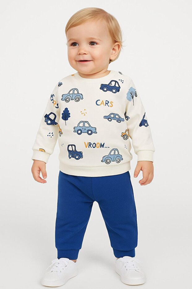 Boy baby/child car patterned 2-piece set sweatshirt and tracksuit bottoms 3-6-9-12 months old