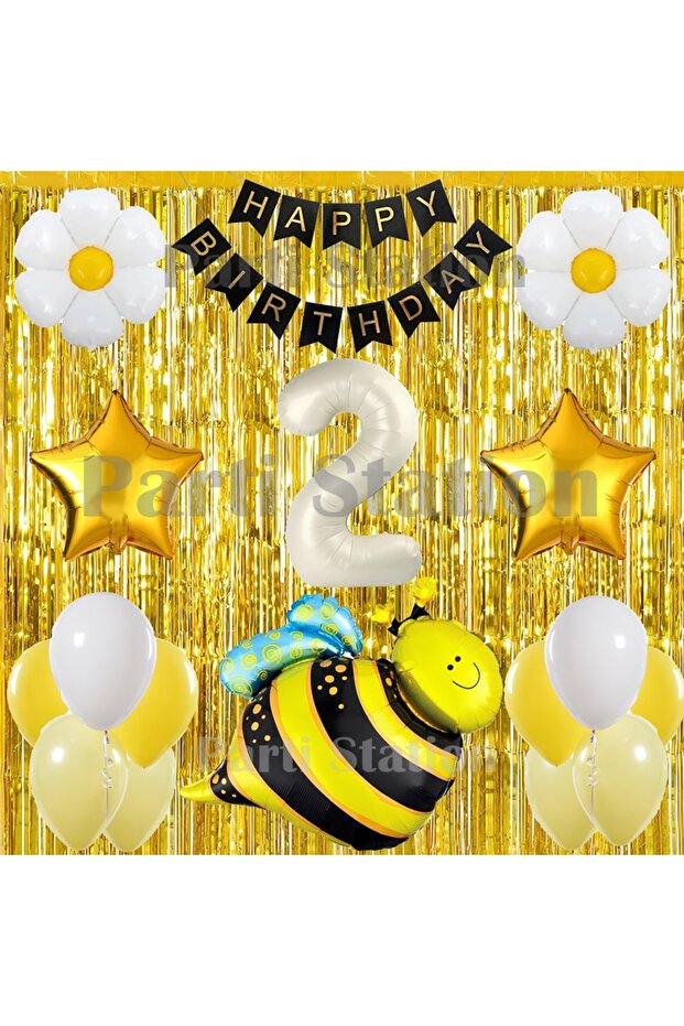 Bee and Daisy Concept 2Nd Birthday Party Balloon Set