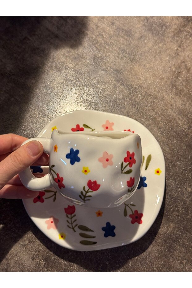 Flower Pattern Ceramic Coffee Cup