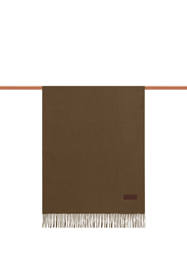 شال شتوي بلون بني سادة - 2