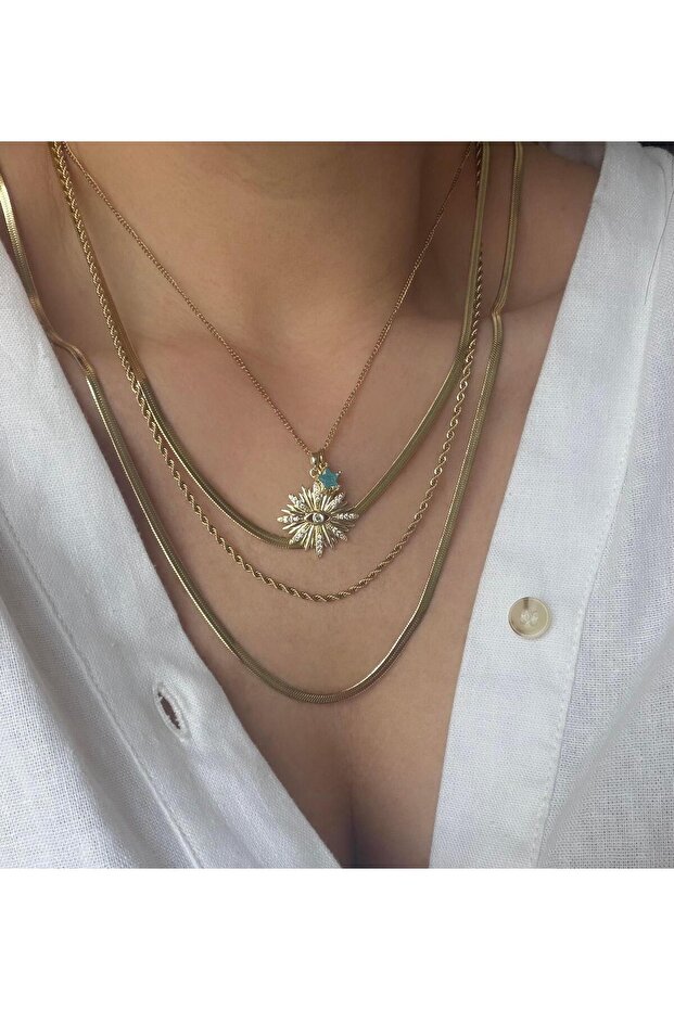 Çelik Çoklu Kolye Seti - 1