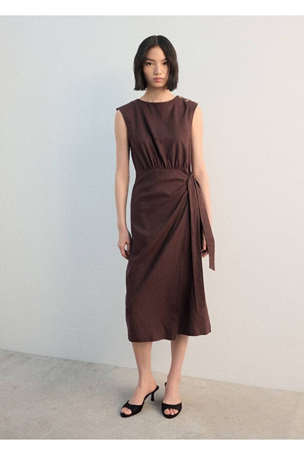 Anvelop kesim keten elbise - 2