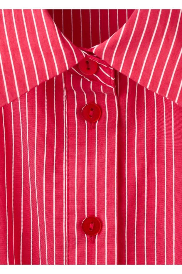 Çizgili gömlek elbise - 6