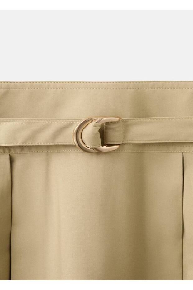 Kemerli flared midi elbise - 7