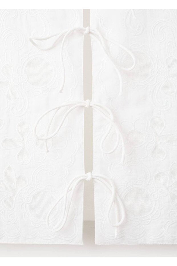 Bağ detaylı işlemeli yelek - 6