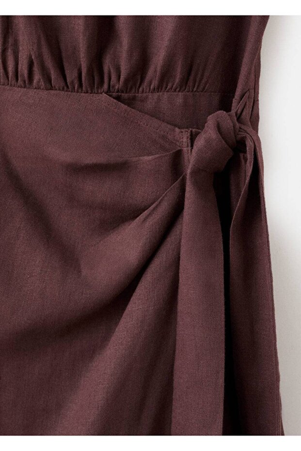 Anvelop kesim keten elbise - 7