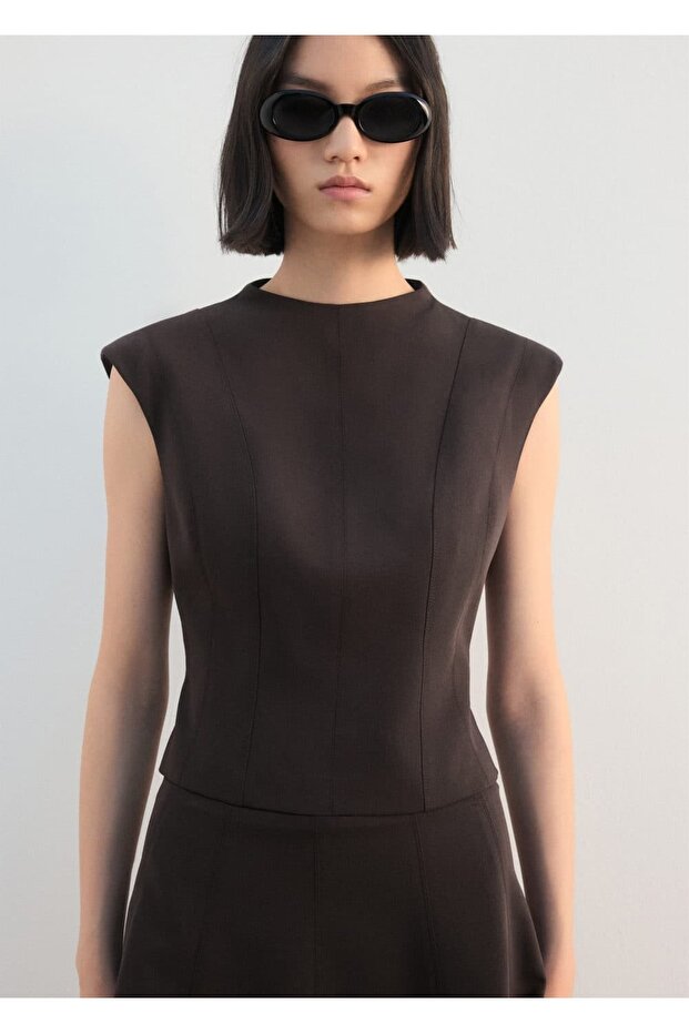 Geniş askılı dar kesim bluz - 1