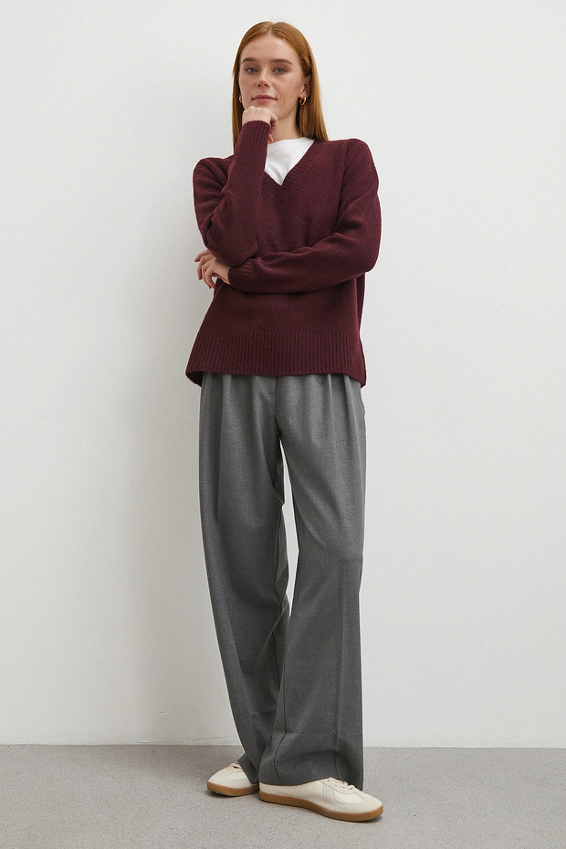 High Waist Pleated Palazzo Pants Gray