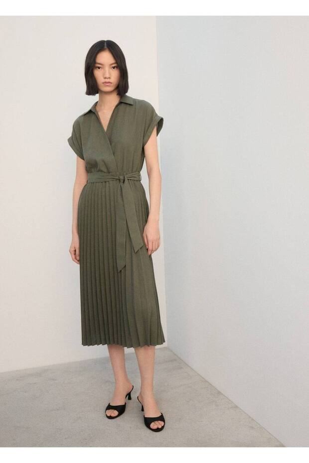 Pileli gömlek elbise - 2