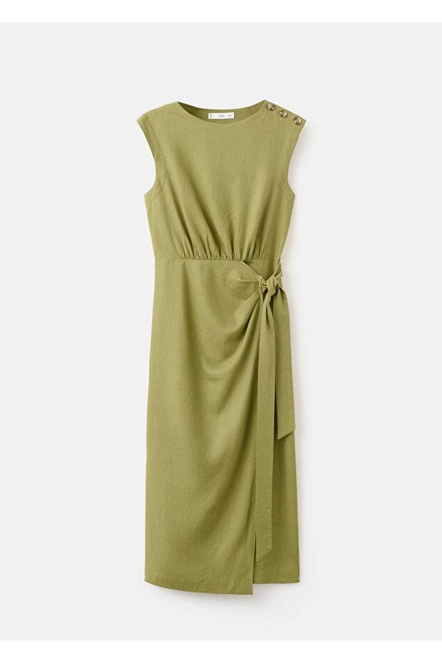 Anvelop kesim keten elbise - 3