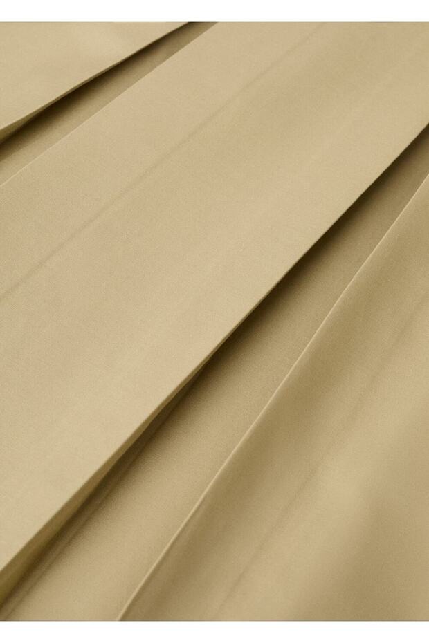 Kemerli flared midi elbise - 5