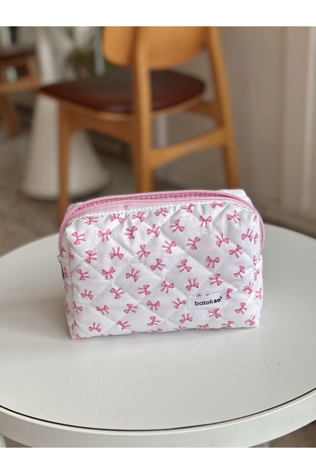 حقيبة مكياج صغيرة منقوشة بشريط - حجم كبير - 2