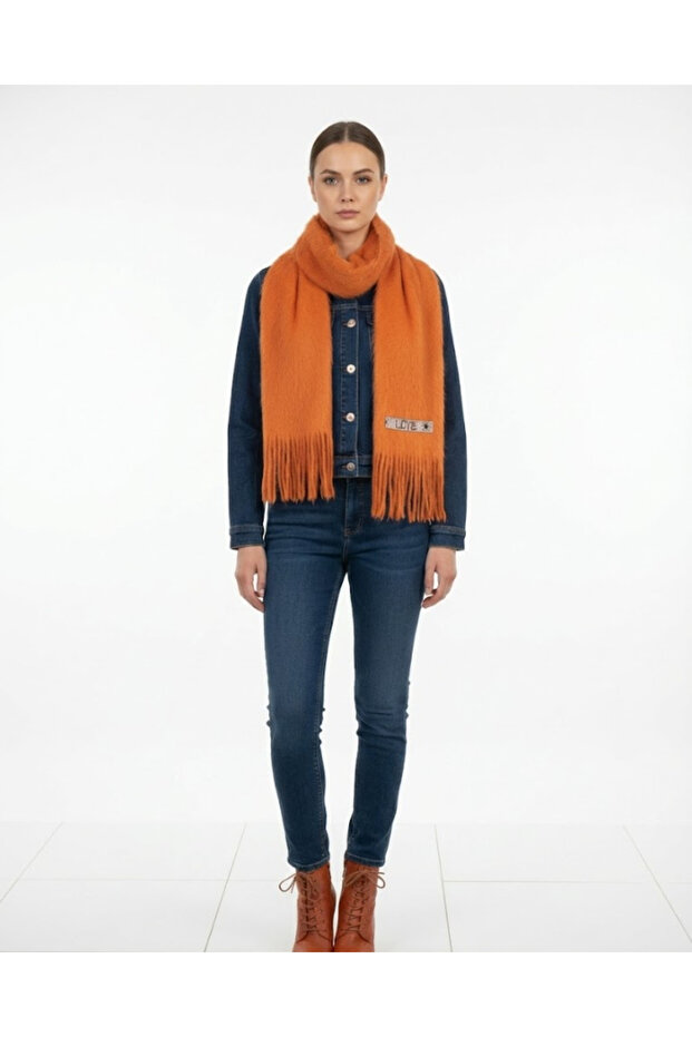 Turuncu Püsküllü Atkı - 1