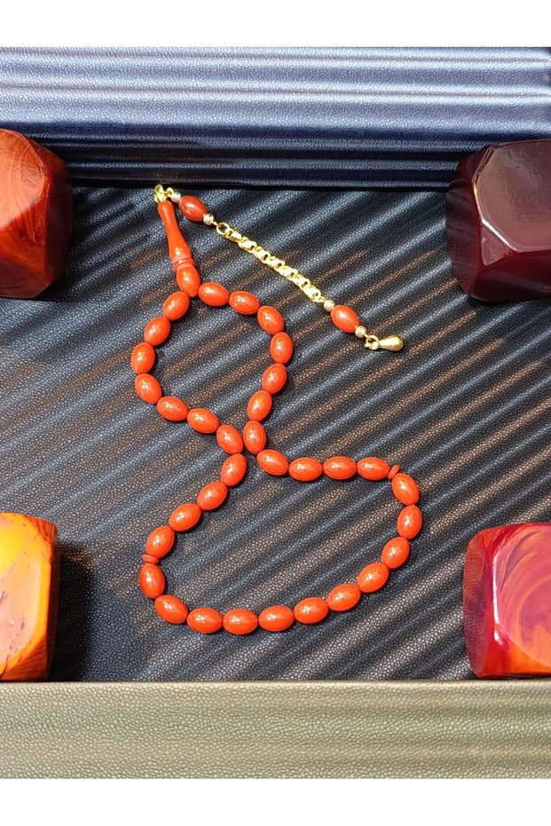 Amber Colored Crimped Amber Prayer Beads