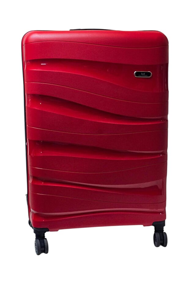Dalgalı Silikon 3'lü Valiz Set Kırmızı - 2
