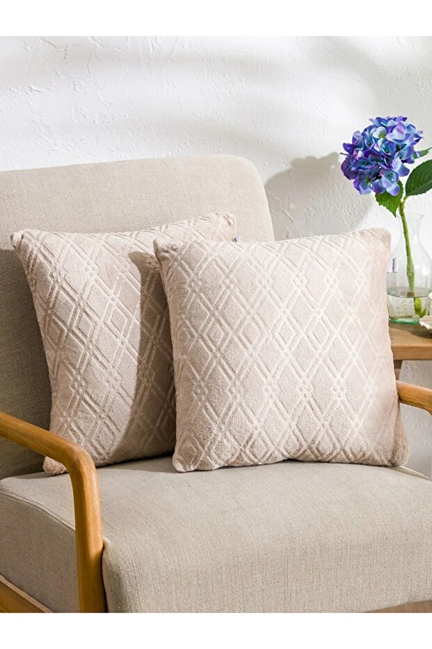Lcw Home Red Quilted Patterned Throw Pillow Cover Set of 2 45X45 cm