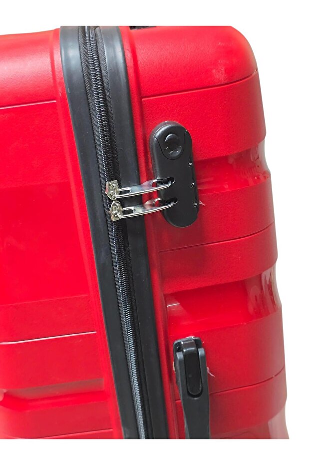 Dalgalı Silikon 3'lü Valiz Set Kırmızı - 5