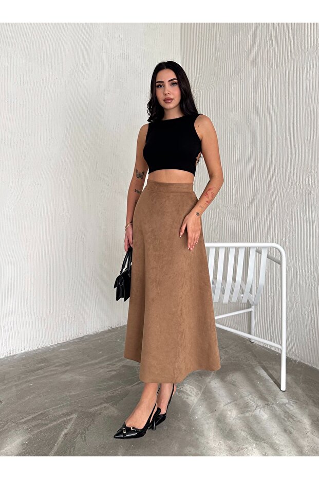 Süet Kloş Etek - 6