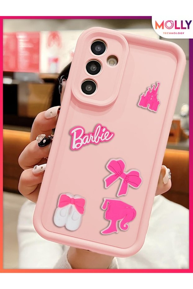 Sand Pink Edges Thick 3D Embossed Cute Girl Silicone Case for Samsung Galaxy A14