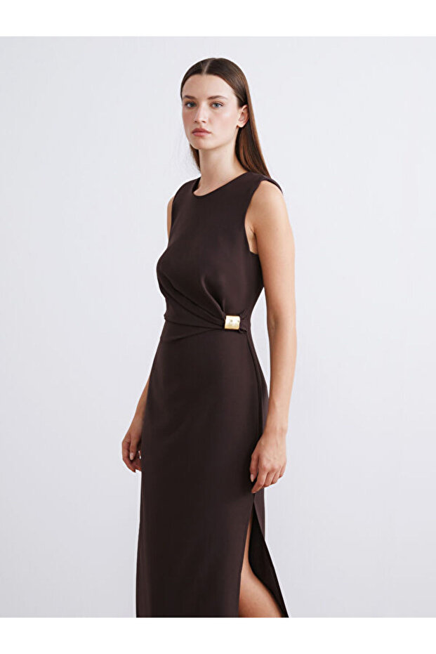 Esvab • Modern & Distinctive Zero Roba Collar Gathered Waist Fitted Dress