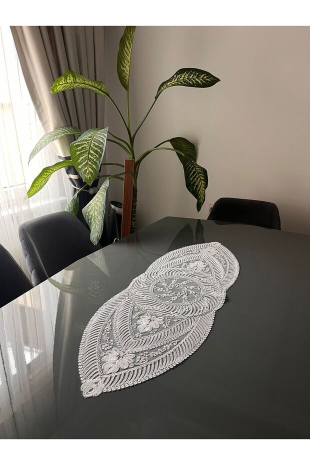 French Lace Luxury Tulle Guipure Chic Single Runner 40X110 cm
