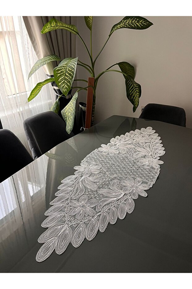 French Lace Luxury Tulle Guipure Chic Single Runner 50X140 cm