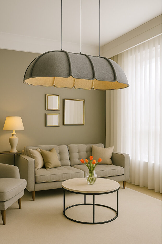 Luxury Modern Rectangular Pendant, 60×90 cm, E27 Base, Graphite/Black/Gray - 2