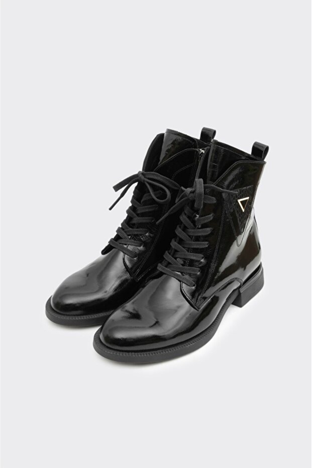 Hakiki Deri Fermuarlı Kadın Bot - 2