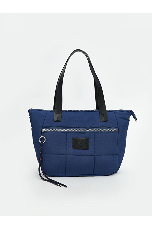 Navy Blue Zippered Women's Shoulder Bag