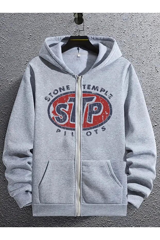 Stone Temple Pilots Printed Zippered Hooded Plain Unisex Sweatshirt Cardigan