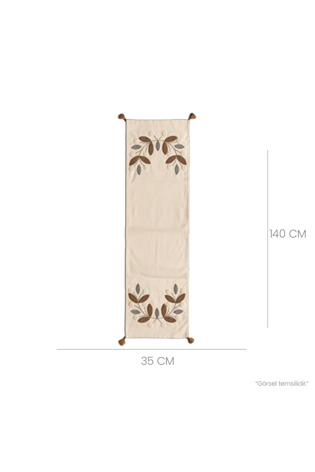 Doğal Yaprak İşlemeli Runner - 5