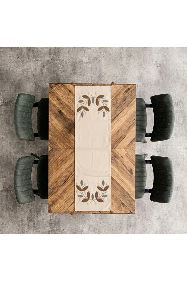 Doğal Yaprak İşlemeli Runner - 1