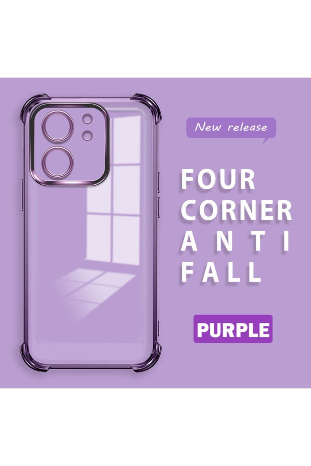 Mi 13t Pro/Mi 13t Compatible Transparent Four-Corner Silicone Coating Glossy Edge Case