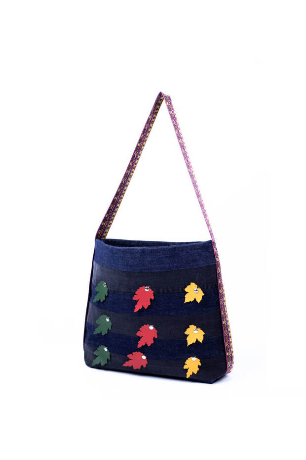 Shoulder Bag Denim Colorful Leaf Detail Cnt141225