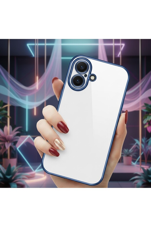 Apple iPhone 17 Compatible Case with Camera Lens Protection, Colored Edges, Transparent, Slim, Soft Design Case