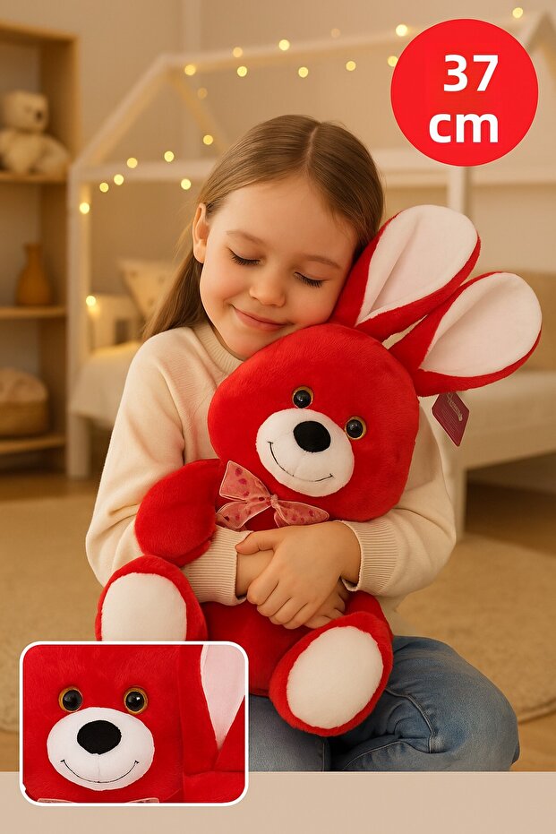Red Rabbit Plush 37 cm – Soft Toy, Gift Plush Rabbit, Children's Room Decor Plush