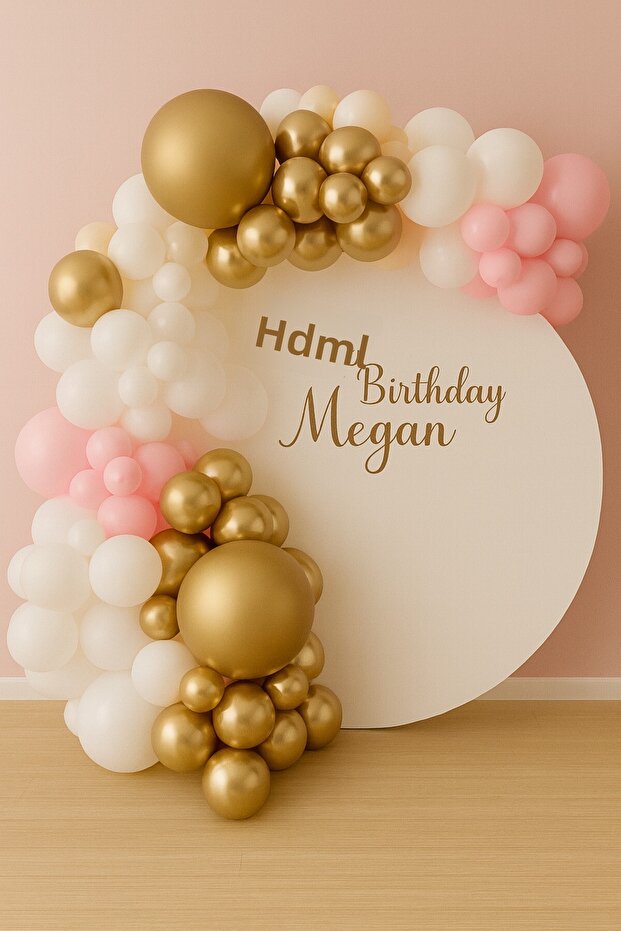Balloon Set 100 Pieces (Chrome Gold-Pink-White)