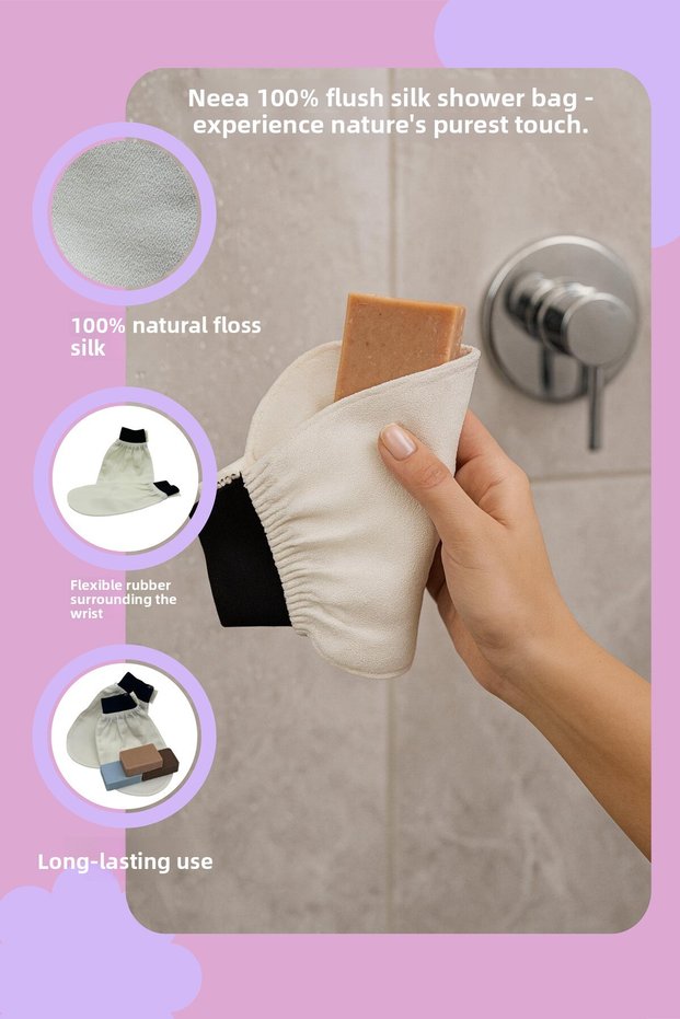 Bath Shower Scrub Exfoliating Glove 100% Floş Silk for Normal Skin
