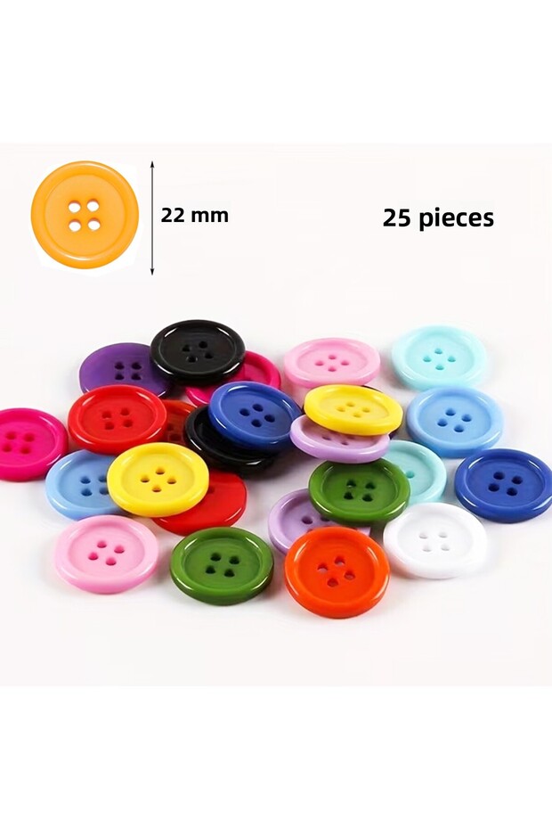 أزرار دائرية ملونة متعددة الألوان 2.2 سم - 25 قطعة - 1