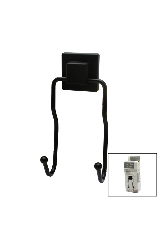 Black - 2-Pack Metal Hanging Hanger Square Strong Adhesive 8X9X19Cm