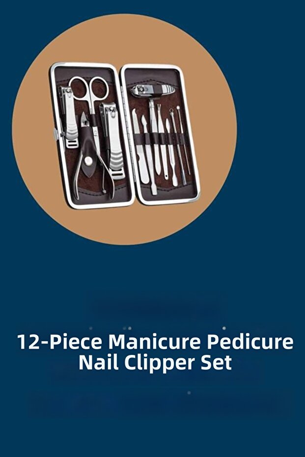 12 Pieces Manicure Pedicure Set Special Leather Bag Hand Foot Care Acne and Removal