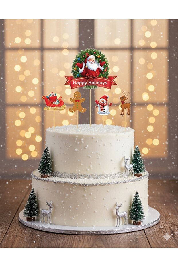 Christmas Themed Large Toothpick Ornaments Set of 5 – Special Figured Decor