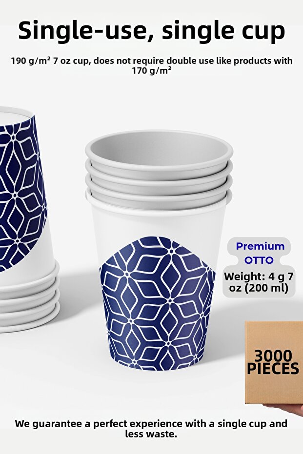 7 oz Paper Cups (200 ml) - 3000 Pieces (Box) - Wholesale Cup Istanbul