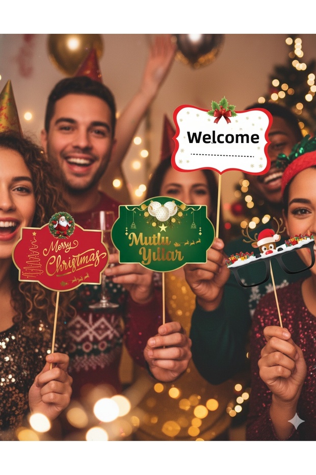 New Year's Party Themed Foil Speech Balloons Set of 5 – Party Photo Accessory