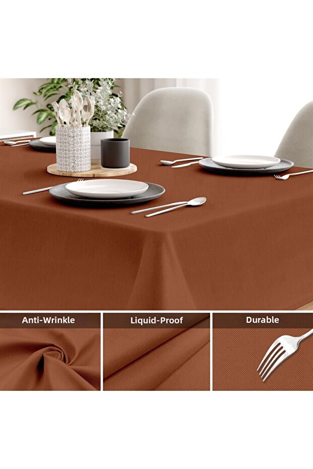 مفرش طاولة من القماش المقاوم للماء والبقع - 2