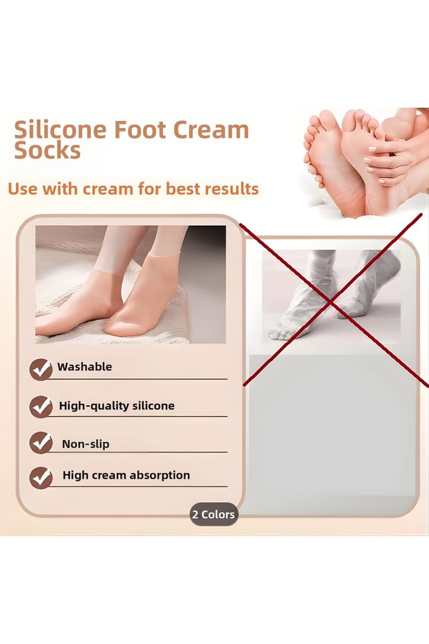 Silicone Moisturizing Foot Socks Against Cracks and Dryness – Intensive Care Overnight – Reusable
