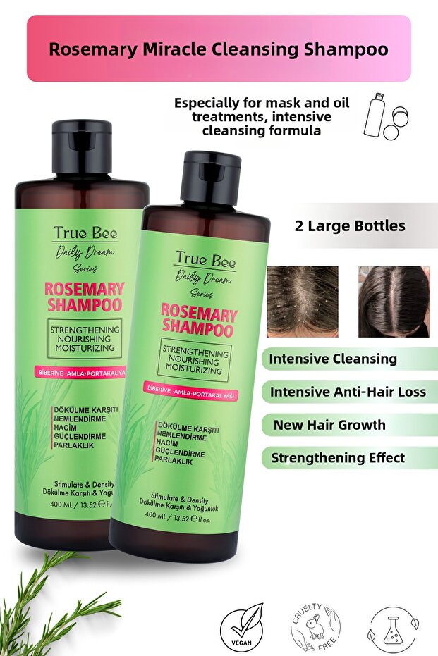 Daily Dream Series | 2 Pack Hair Root Strengthening Rosemary Shampoo 400 ml