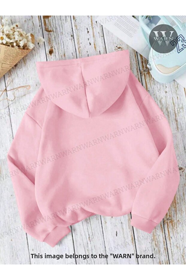 Rózsaszín kapucnis pulóver 3 szálas téli uniszex pamut, 100% pamut - 2